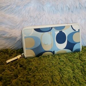 Blue and beige coach wallet
